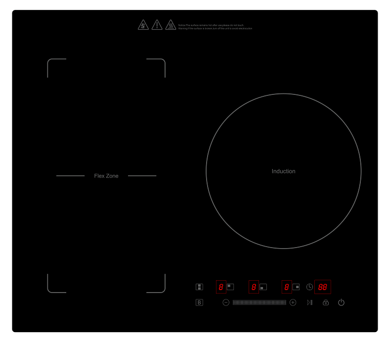 BAMO 3 Flex Zone Induction Cooktop with KC SAA CB CE Certificate