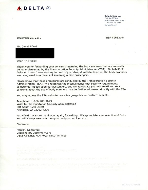TSA letters