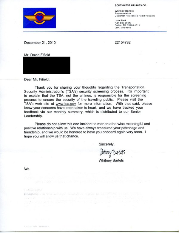 TSA letters
