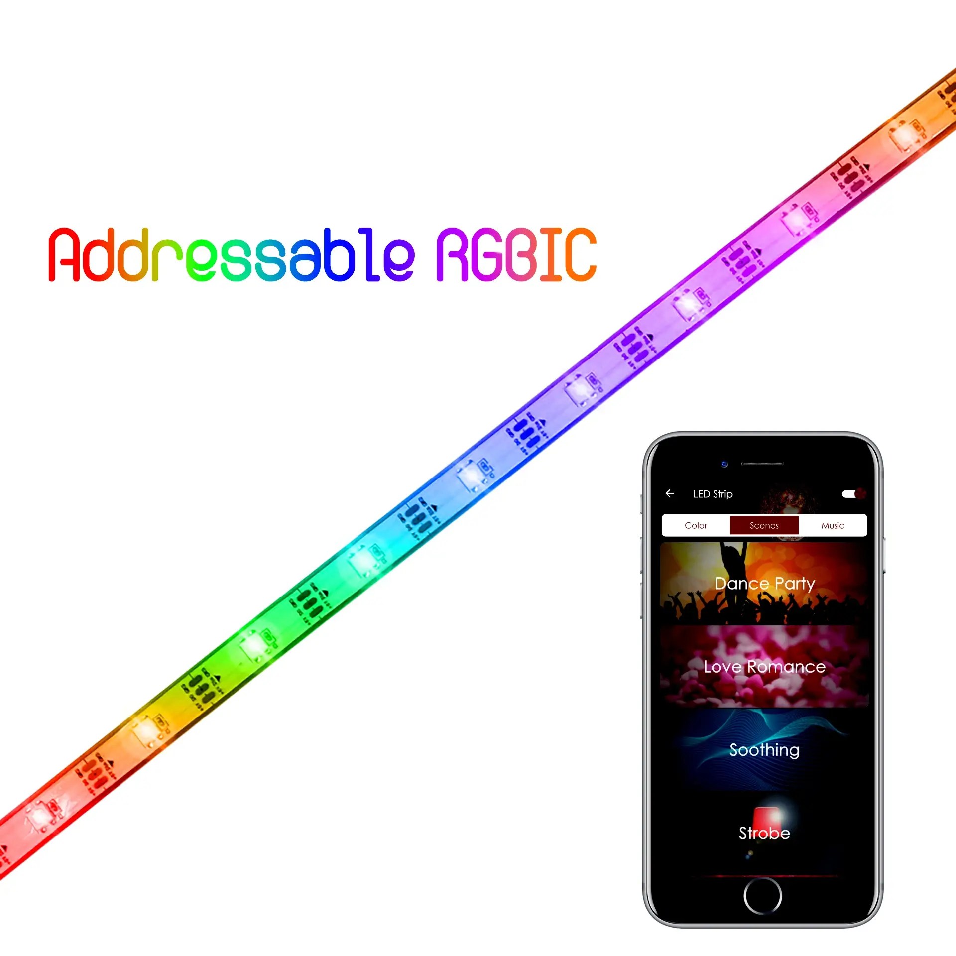 Addressable LED Strip Light India, Smart Pixel RGBIC Strip Lights