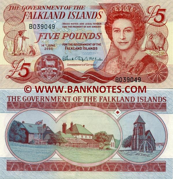 Falkland Islands 5 Pounds 2005 Falklands Currency Bank Notes, Paper
