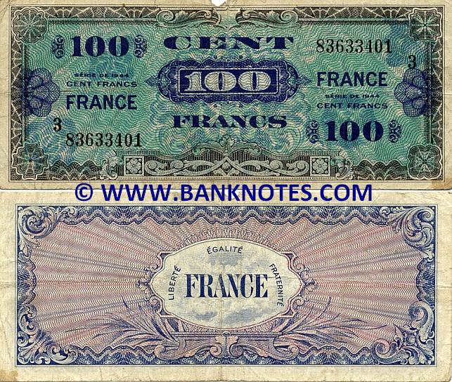 France 100 Francs 1944 French Currency Bank Notes, Paper Money, World