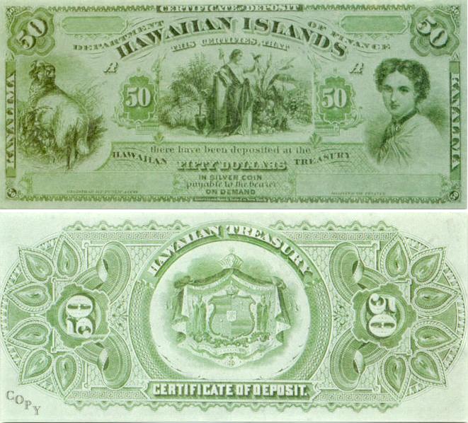 Hawaii Hawaiian Dollar Currency Image Gallery Banknotes of Hawaii Photo Album