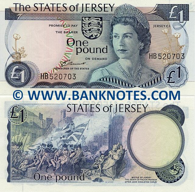 Jersey 1 Pound 19761988 Jerseyan Currency Bank Notes, European Paper