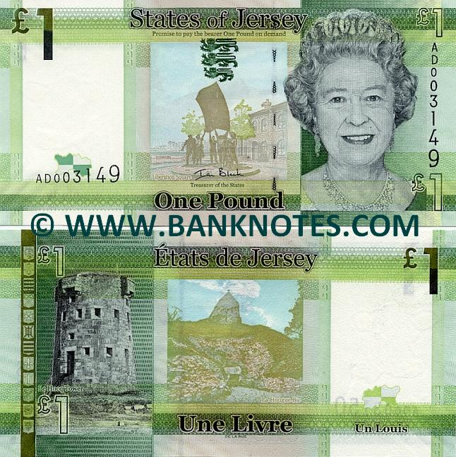 Jersey 1 Pound Livre Louis 2010 Jerseyan Currency Bank Notes