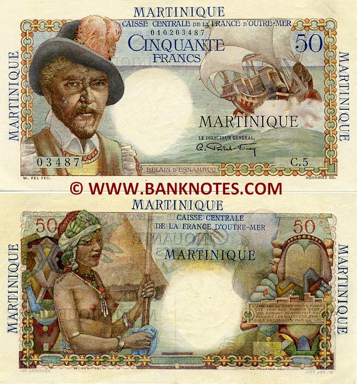 Martinique 50 Francs 19471949 Martinican Currency Bank Notes, Paper