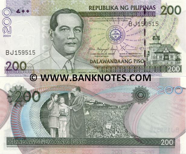 Philippines 200 Piso 2004 Philippine Currency, Asian Bank Notes