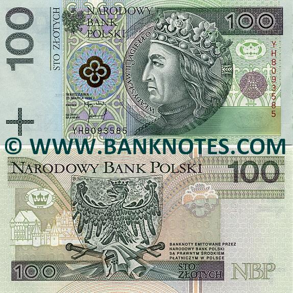 Poland 100 Zlotych 1994 Polish Currency Bank Notes, Paper Money of