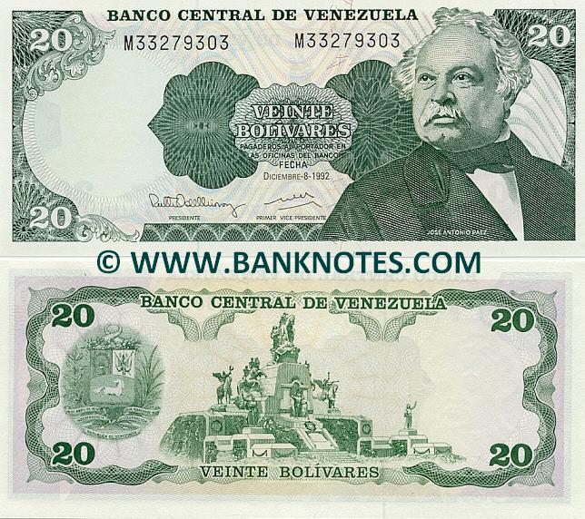 Venezuela 20 Bolivares 19811995 Venezuelan Currency Banknotes, South