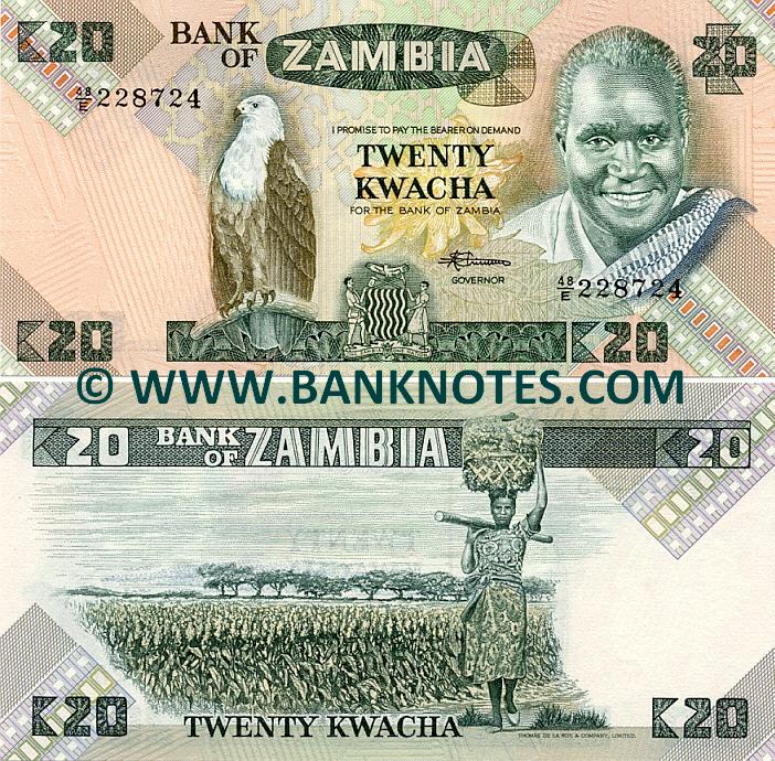 Zambia 20 Kwacha 19801988 Zambian Currency Bank Notes, African Paper Money, World Currency