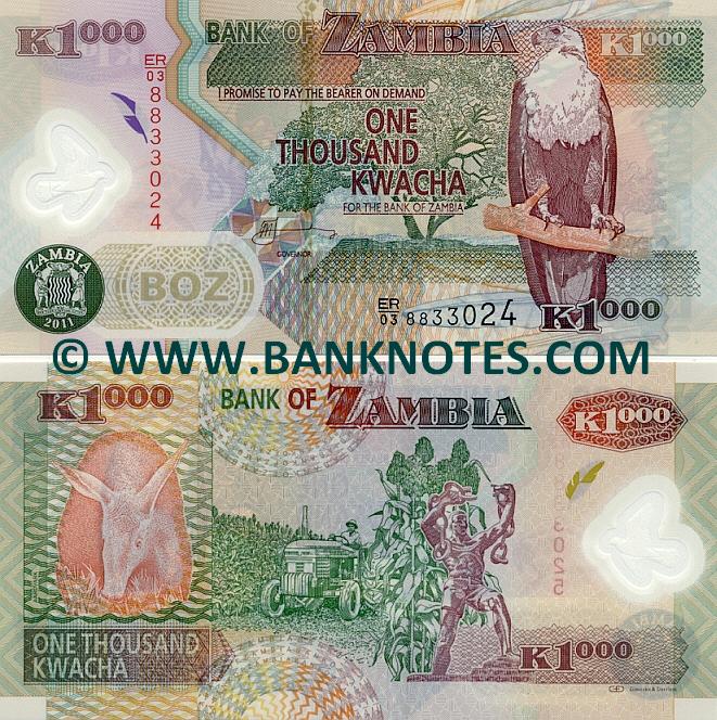 Zambia 1000 Kwacha 20032011 Zambian Currency Bank Notes, African Paper Money, World Currency