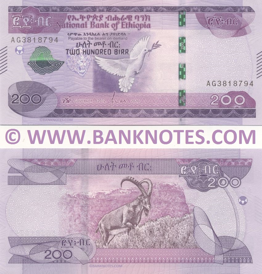 Ethiopia 200 Birr 2020 Ethiopian Currency Banknotes, African Paper
