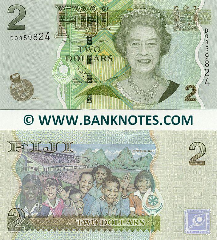 Fiji 2 Dollars 2011 Fijian Currency Bank Notes, Paper Money, World