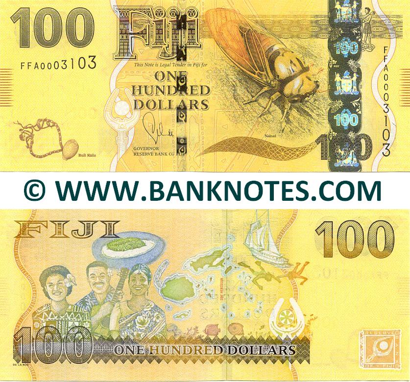 Fiji 100 Dollars 2012 Fijian Currency Bank Notes, Pacific Paper Money