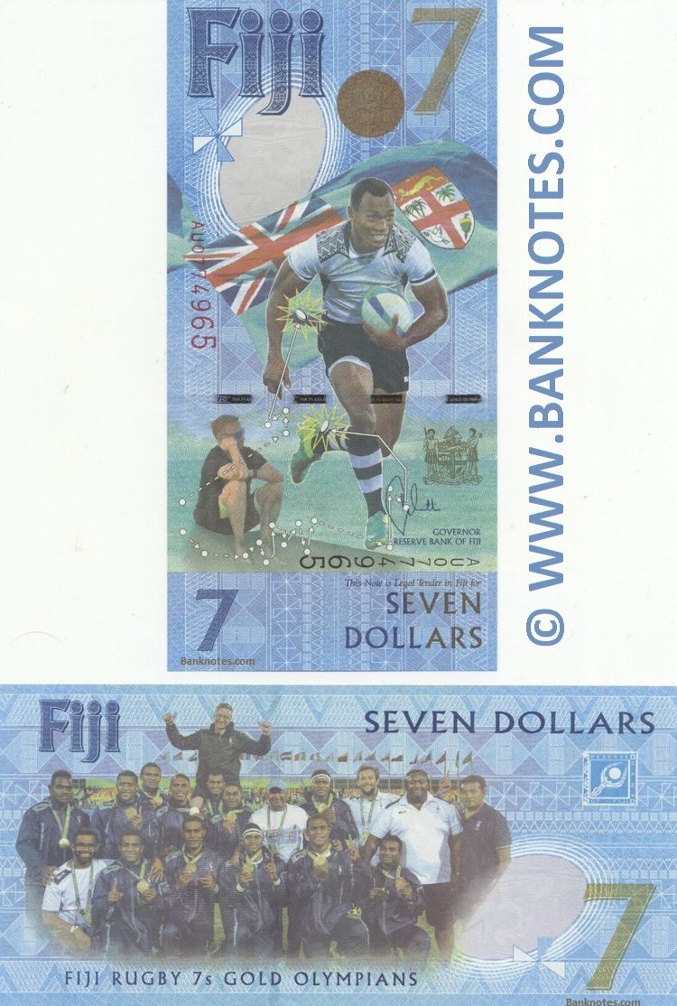 Fiji 7 Dollars 2016 Fijian Currency Bank Notes, Pacific Paper Money