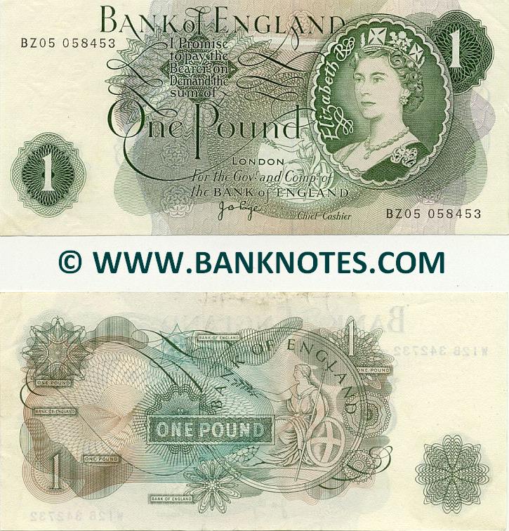 Great Britain 1 Pound 19601977 British Currency Bank Notes, European