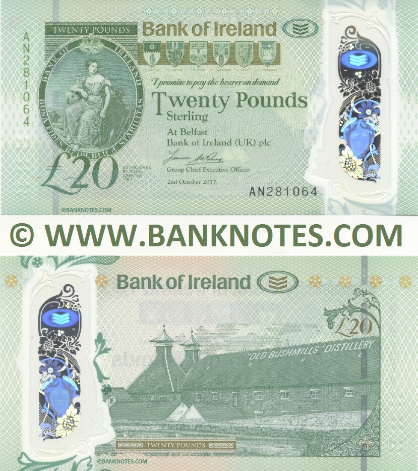 Northern Ireland 20 Pounds Sterling 2017 Irish Banknotes, European