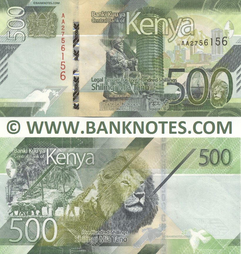 Kenya 500 Shillings 2019 Kenyan Currency Banknotes, East African