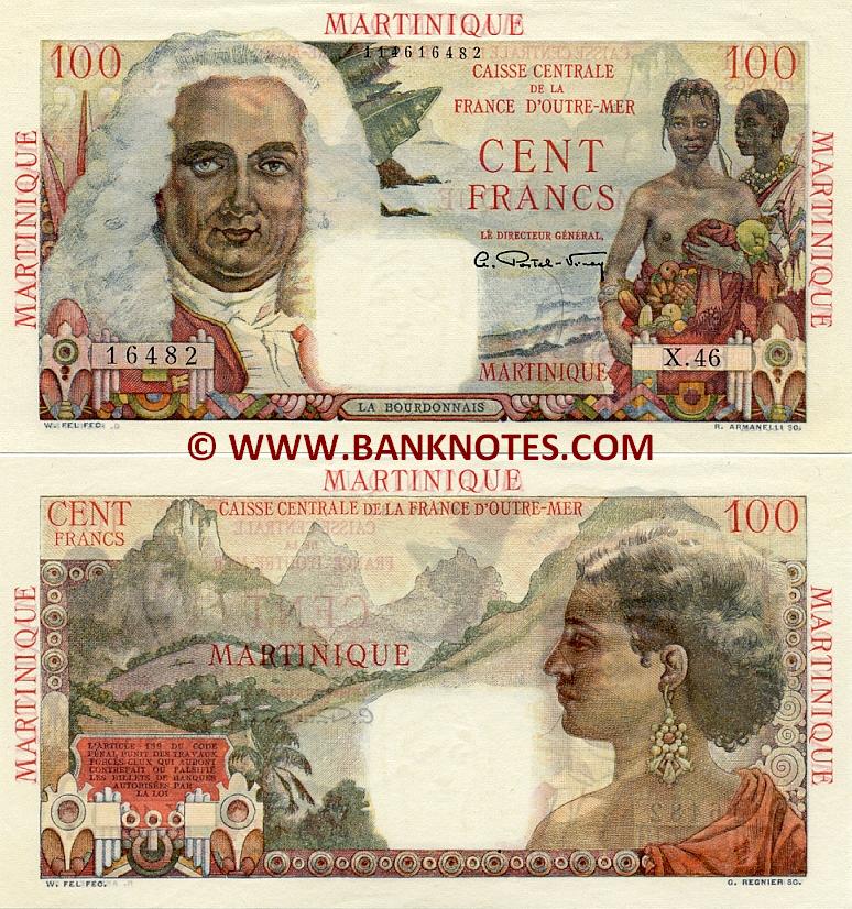 Martinique 100 Francs 19471949 Martinican Currency Banknotes