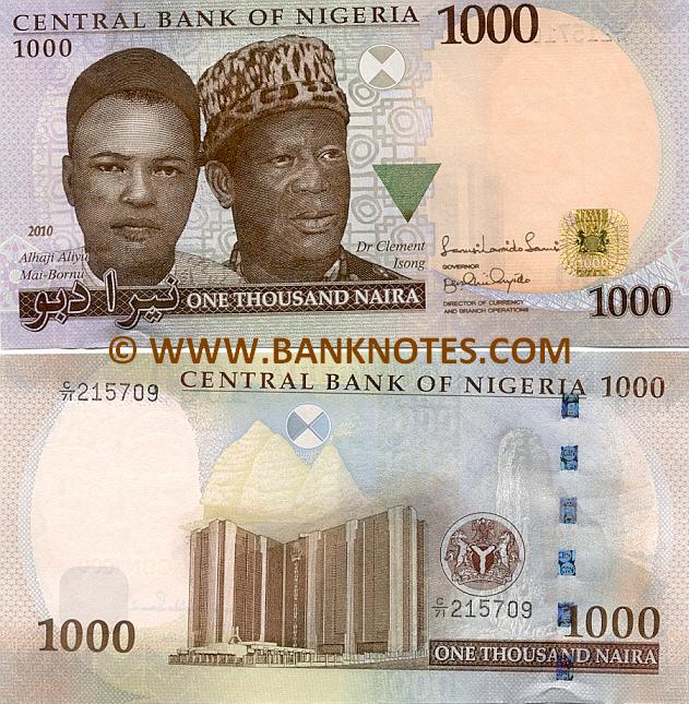 Nigeria 1000 Naira 20052010 Nigerian Currency Bank Notes, Paper