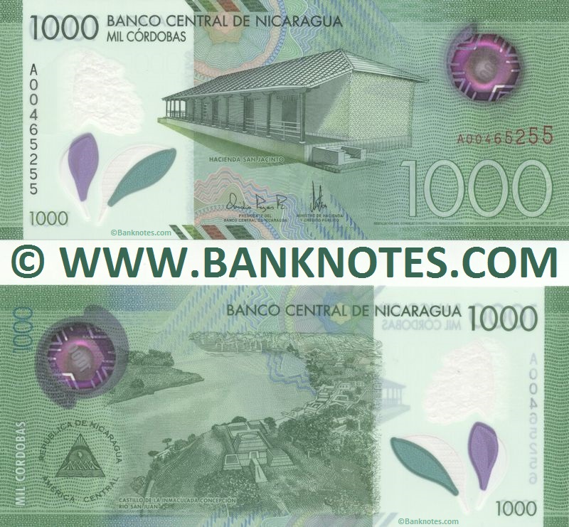 Nicaragua 1000 Córdobas 2017 Nicaraguan Currency Banknotes, Central