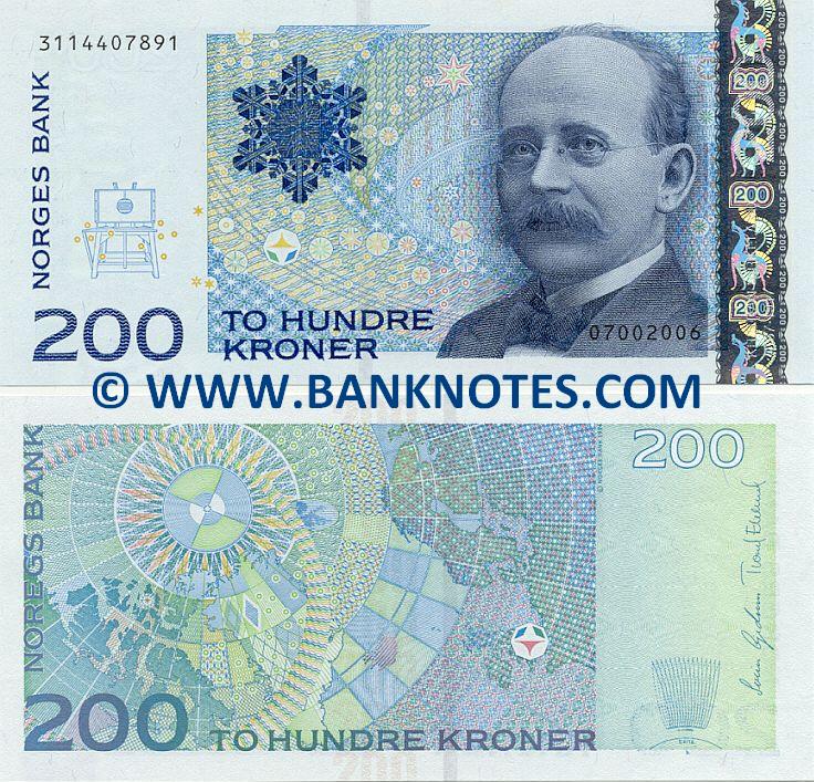 Norway 200 Kroner 200209 Norwegian Currency Bank Notes, European