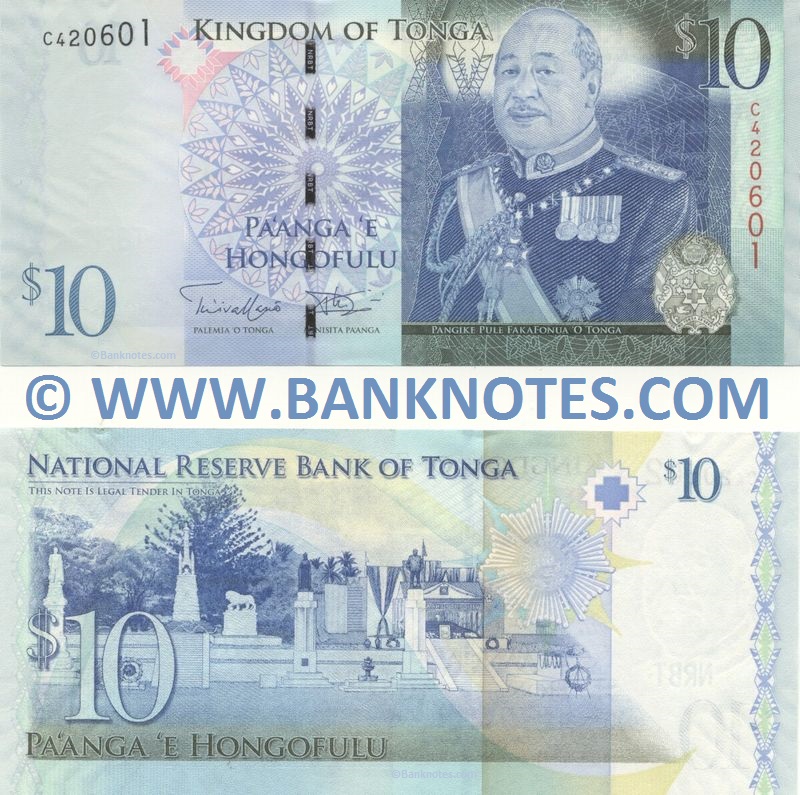 Tonga 10 Pa'anga 201114 Tongan Currency Banknotes, Paper Money, Coin