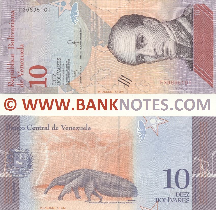 Venezuela 10 Bolivares 2018 Venezuelan Currency Banknotes, South