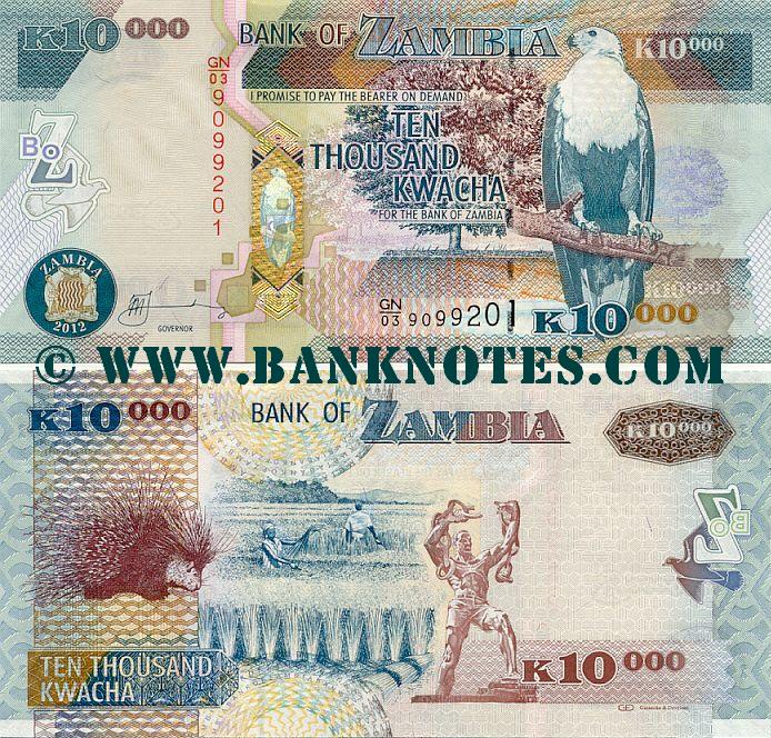 Zambia 10000 Kwacha 20032012 Zambian Currency Bank Notes, African Paper Money, World Currency