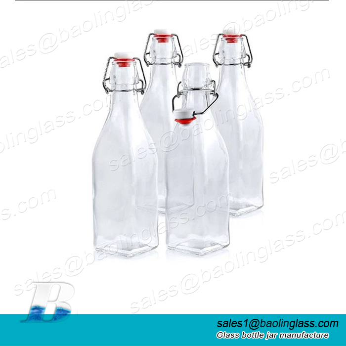 500ml 17 oz Swing Top Easy Cap Clear Glass Bottles Manufacturer