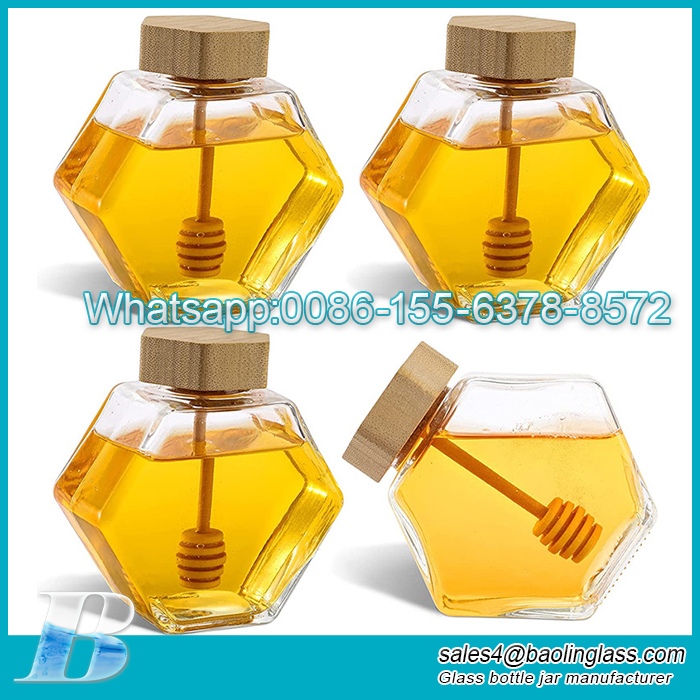 Honey Glass Jar with Wooden Stirring Rod Factory