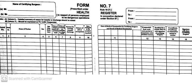Get Form 7 Health Register From Bapuji (reputed since 1948)