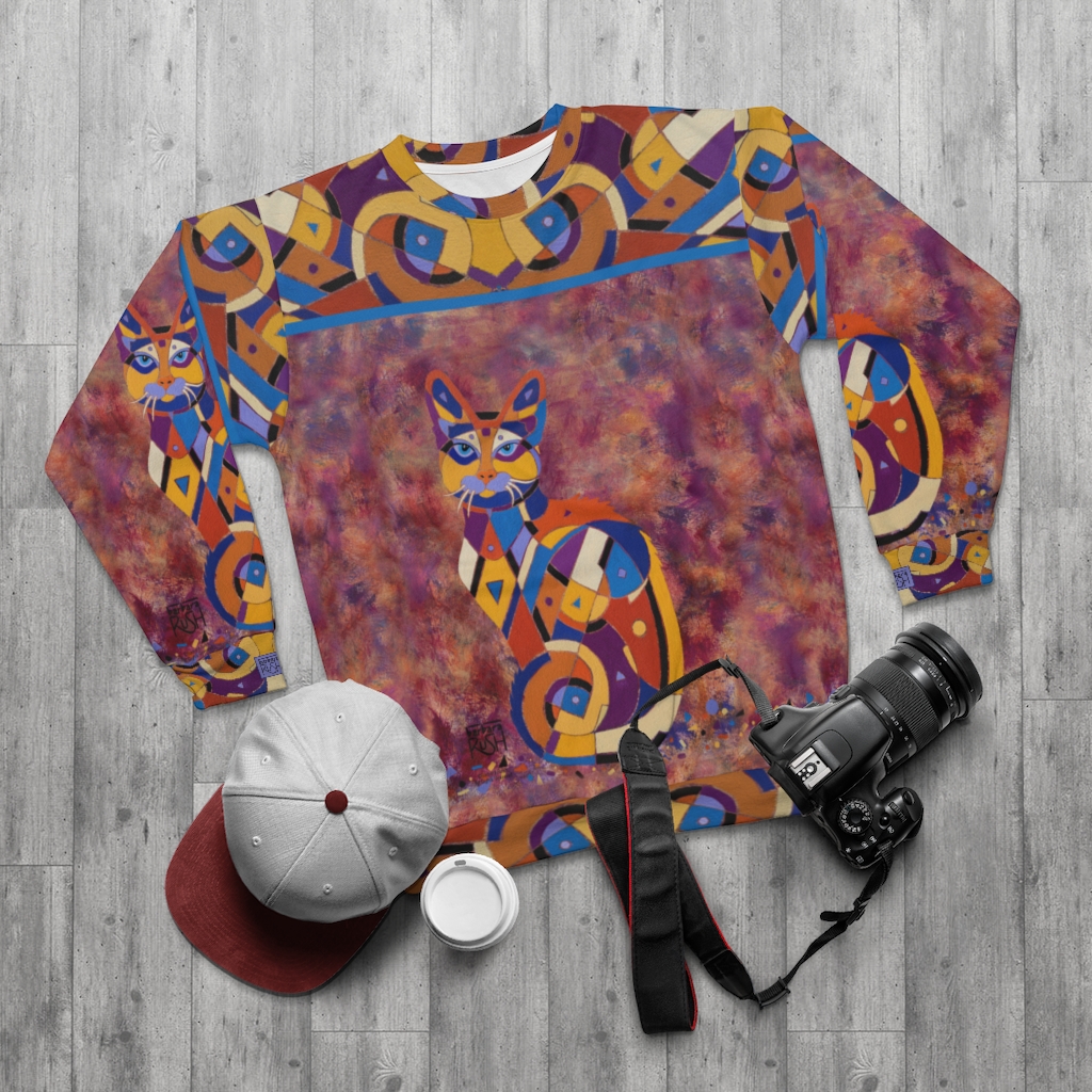 Calico Cat High Fashion Sweatshirt Colorful Cat Garment Barbara Rush