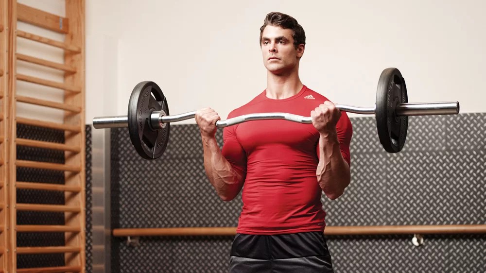 EZ Bar Front Raise Exercises Barbell Front Raise