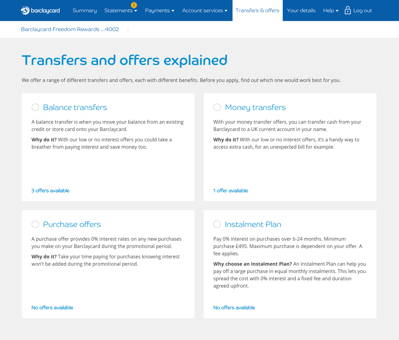 Servicing updates Barclaycard