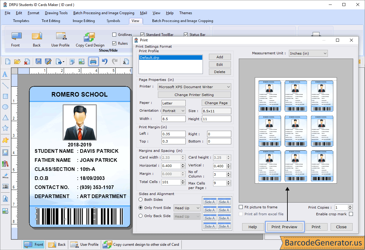 Student ID Cards Maker Software screenshots to know how to design