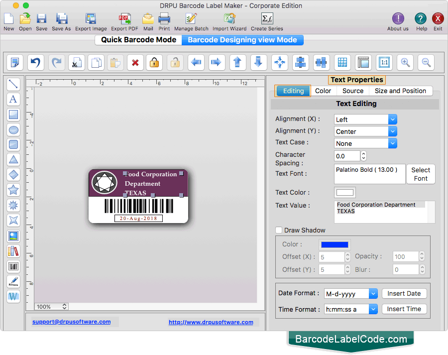 Mac Barcode Label Software Corporate Edition generates barcode images