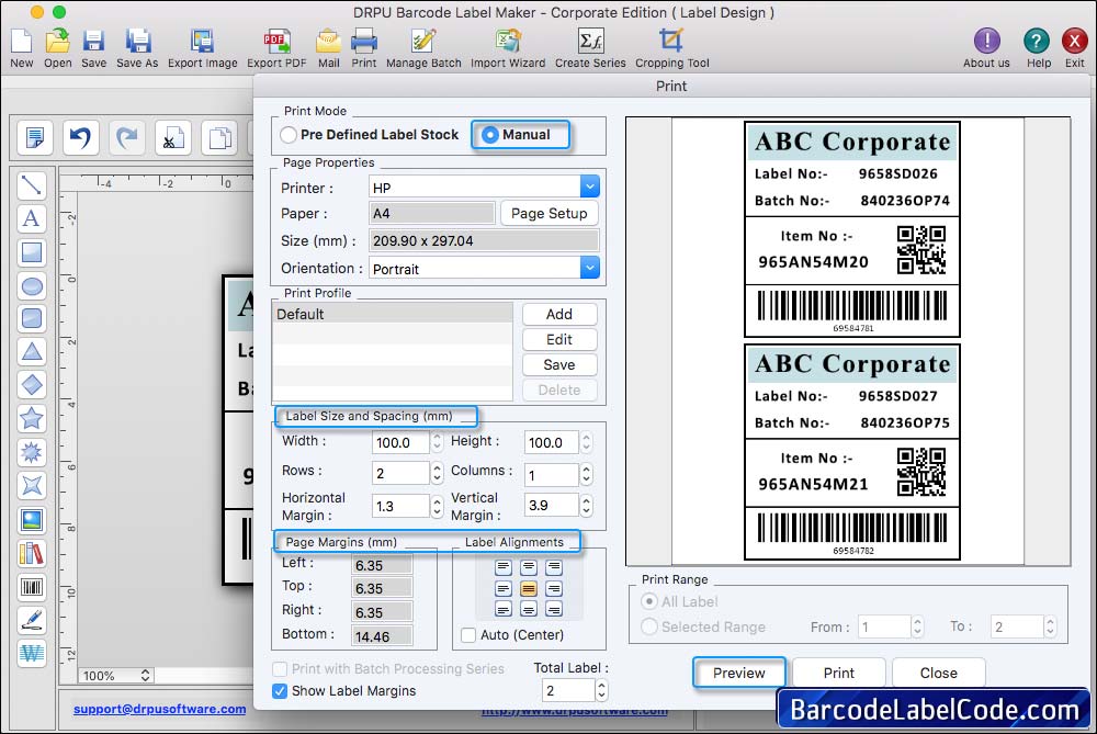 Mac Barcode Label Software Corporate Edition generates barcode images