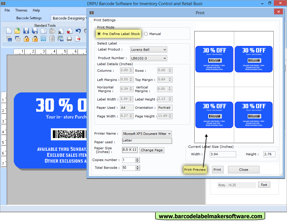 Screenshots of Barcode Label Maker Software for Retail Business to