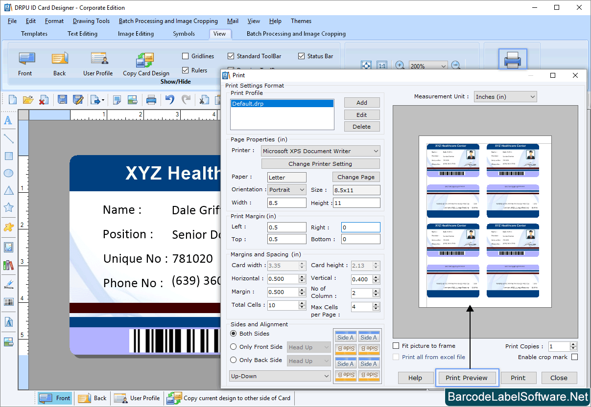Screenshots of ID Cards Maker (Corporate Edition) to create multiple id