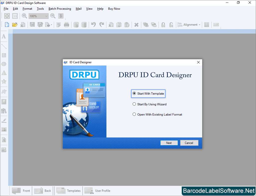 Screenshots of ID Cards Maker Software to create ID cards in bulk