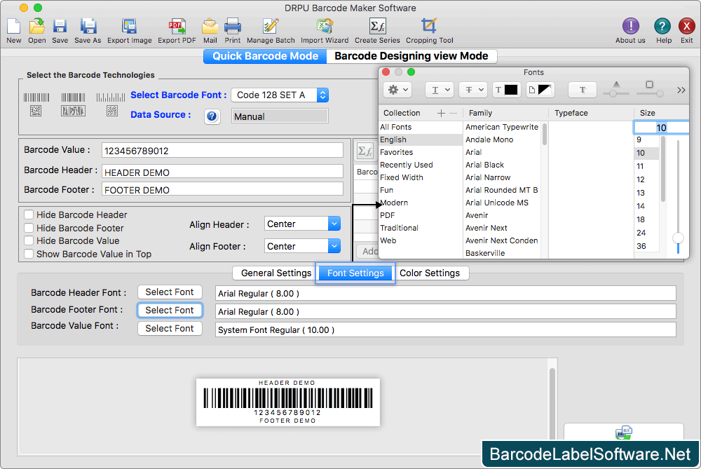 Screenshots of Barcode Label Software Mac to learn steps how to