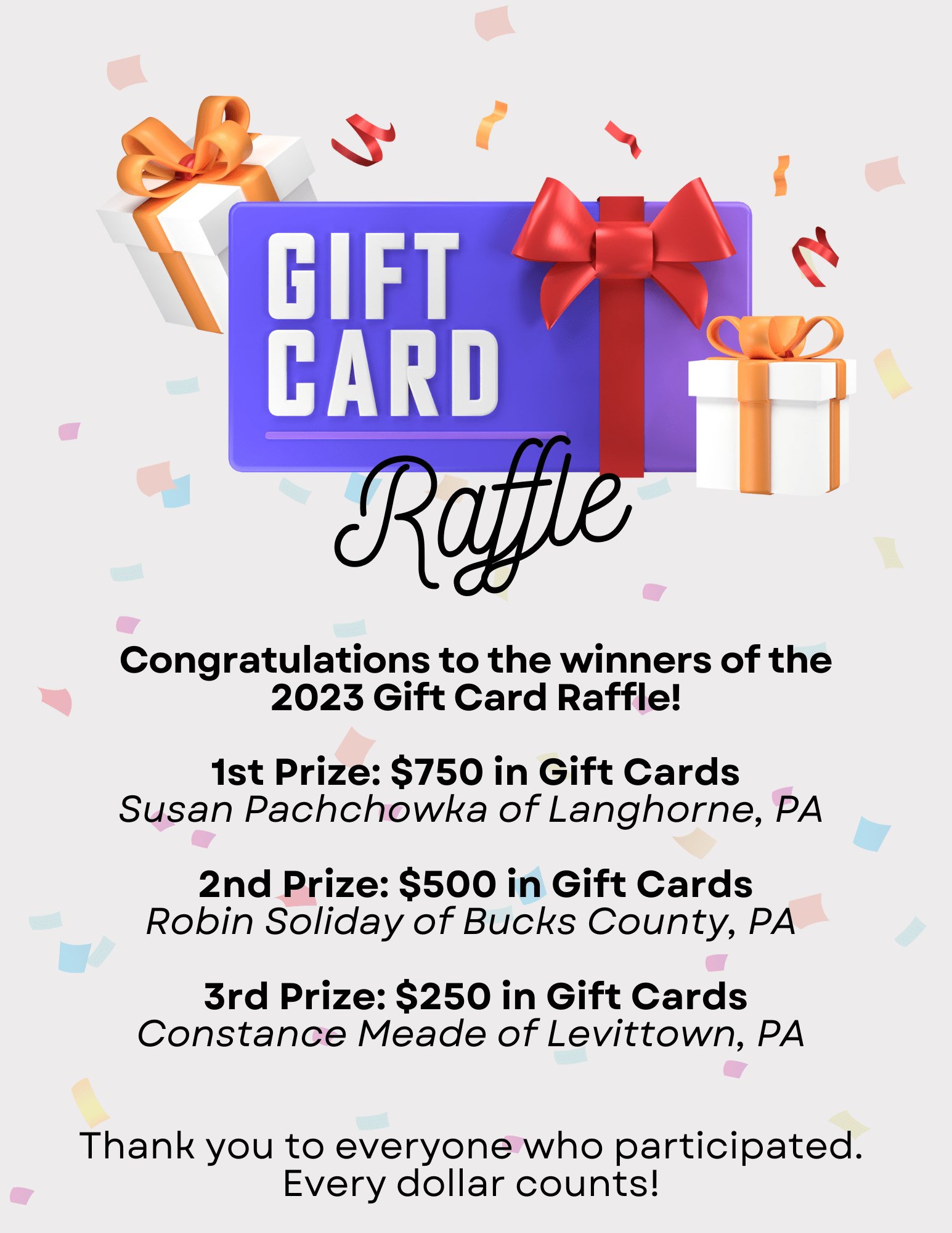 2023 Gift Card Raffle Barc Programs