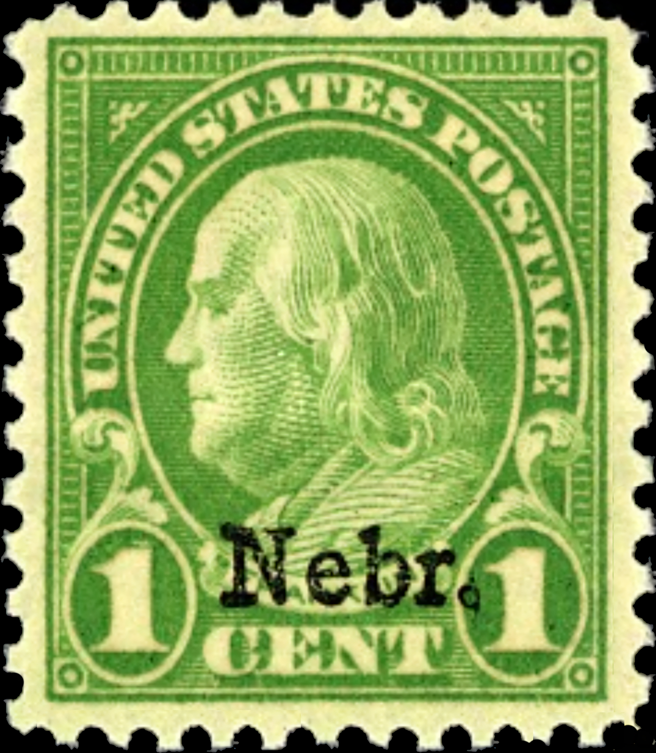 Classic U.S. Stamps Scott 669, 1c Benjamin Franklin; Nebraska Overprint