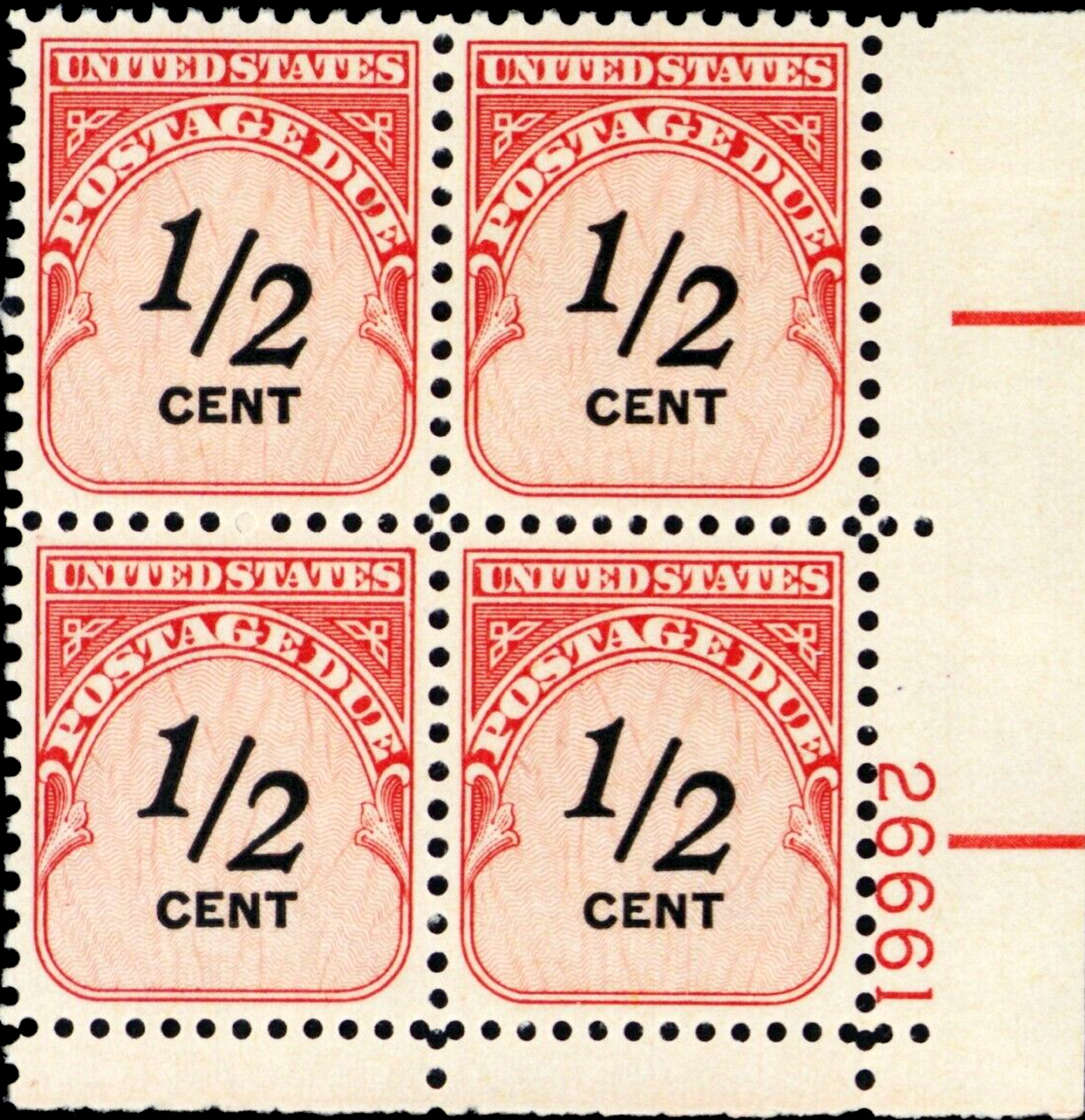 BackofBook U.S. Stamps Scott J88, ½c Number ½ Denomination in