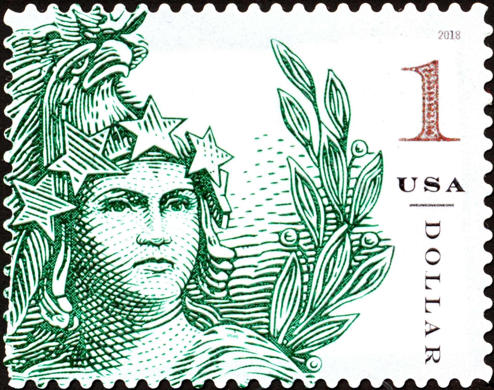 Modern U.S. Stamps Scott 5295, 1.00 Statue of Freedom