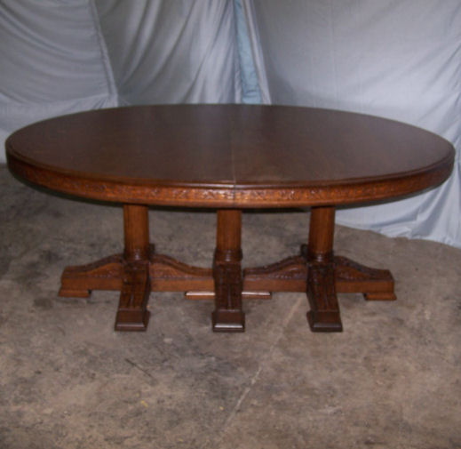 Bargain John's Antiques Antique Large Oval Oak Dining Table Expands