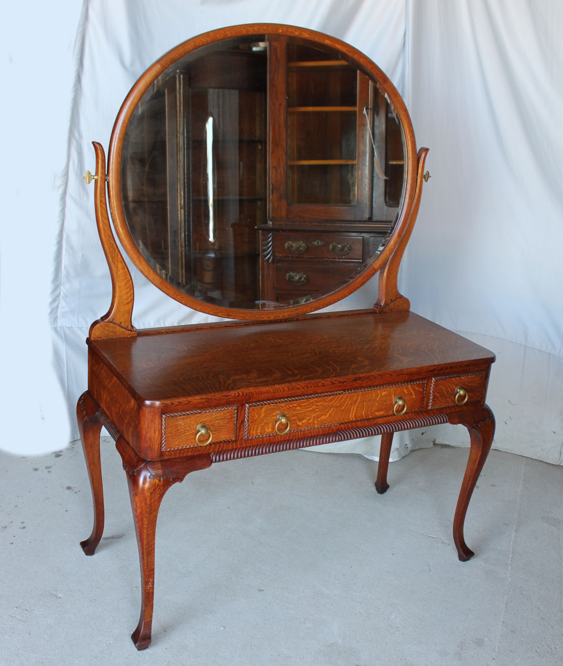 Antique Vanity And Mirror Set Bargain John's Antiques Antique Oak Vanity with Oval Beveled Mirror