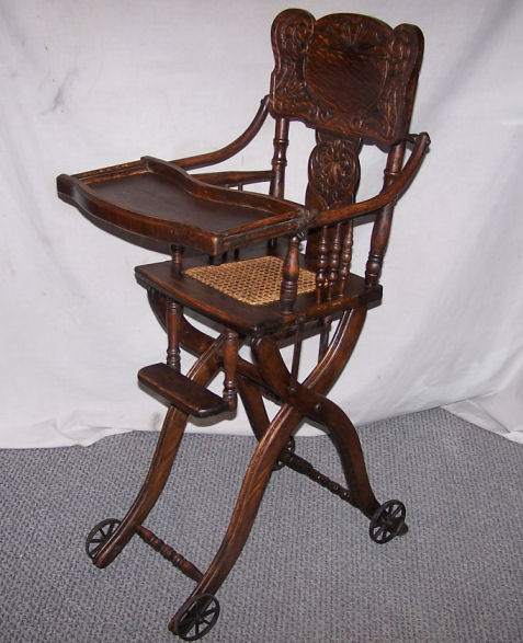 Vintage youth cane rocking chair. Bargain John's Antiques | Antique Oak Folding Up and Down