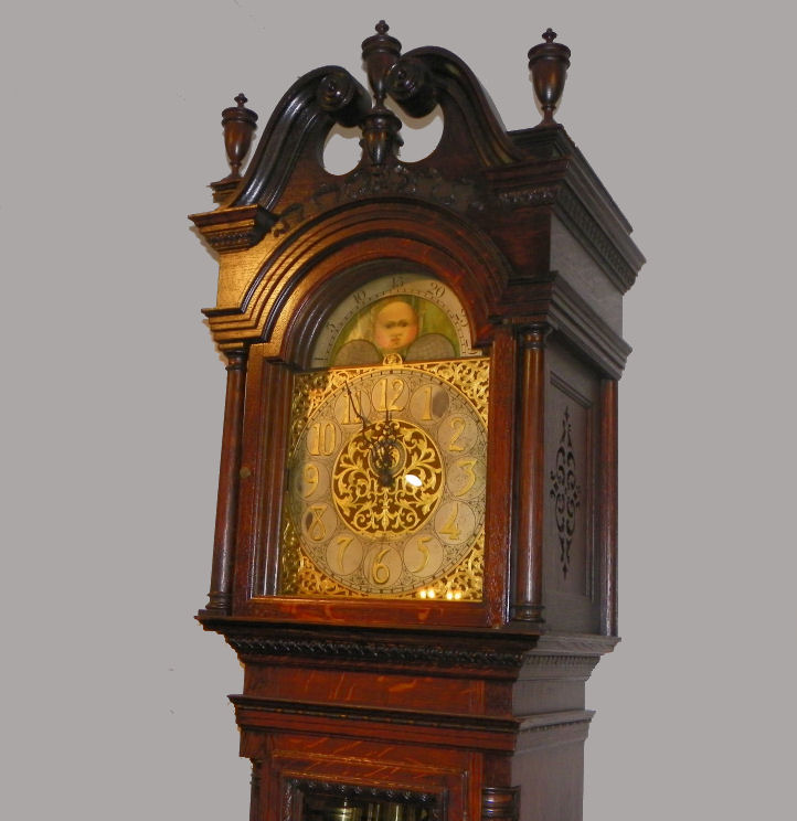 Bargain John's Antiques Antique Oak Grandfathers Clock with carved claw feet Working Order